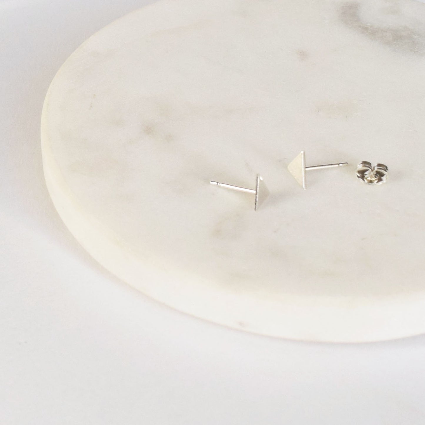 Silver solid triangle stud earrings