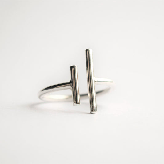 Parallel line ring on white background