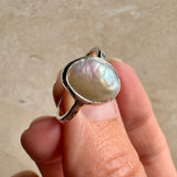 Keshi pearl set in recycled sterling silver