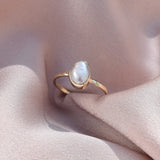 recycled 9ct gold pearl ring