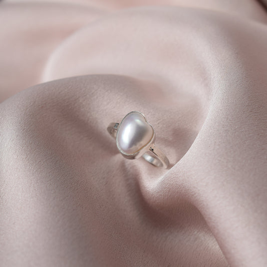 natural keshi pearl set in silver