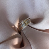 Multi band silver and gold stacking ring set handmade in recycled silver and gold UK