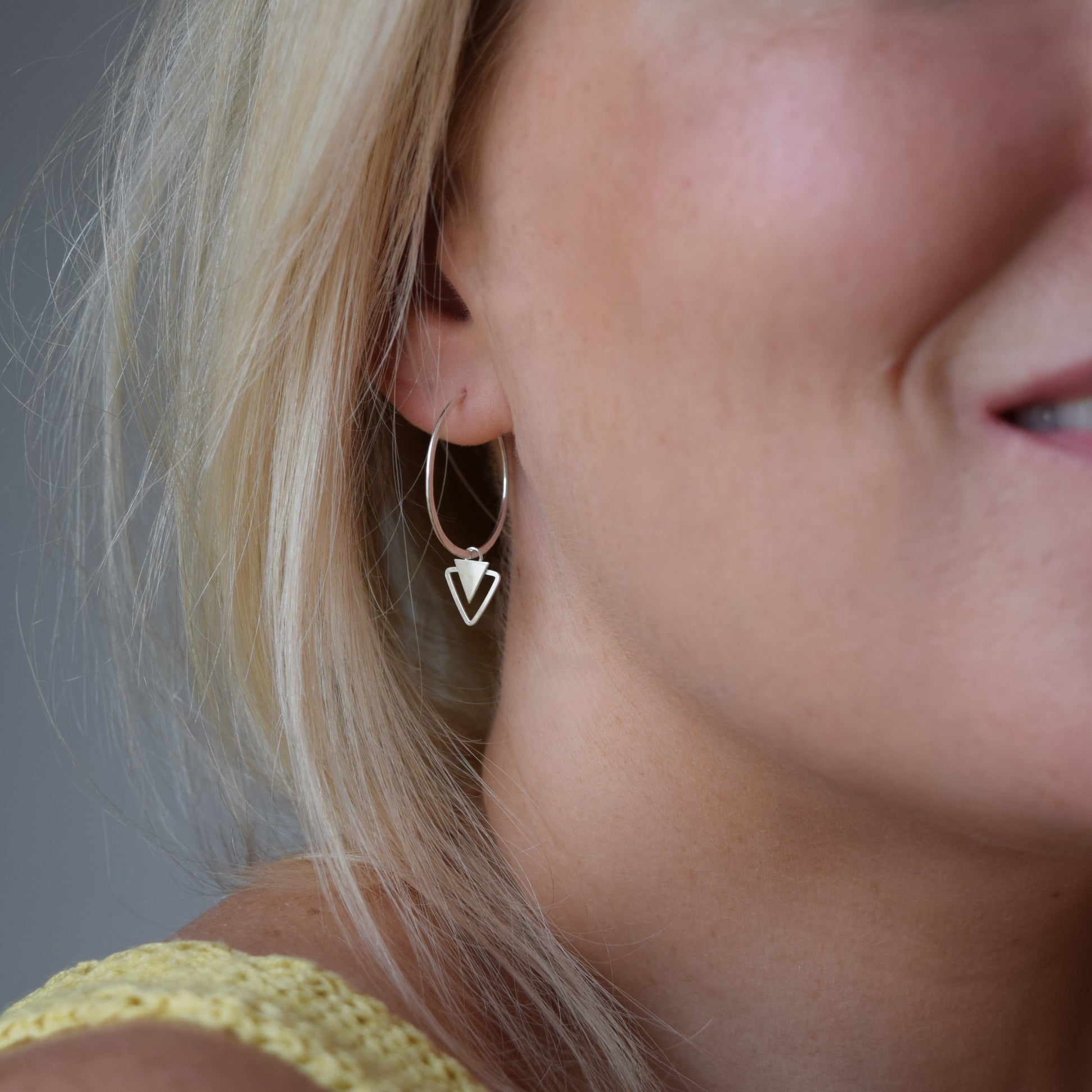 Sustainable geometric hoop earrings handmade Glasgow, UK