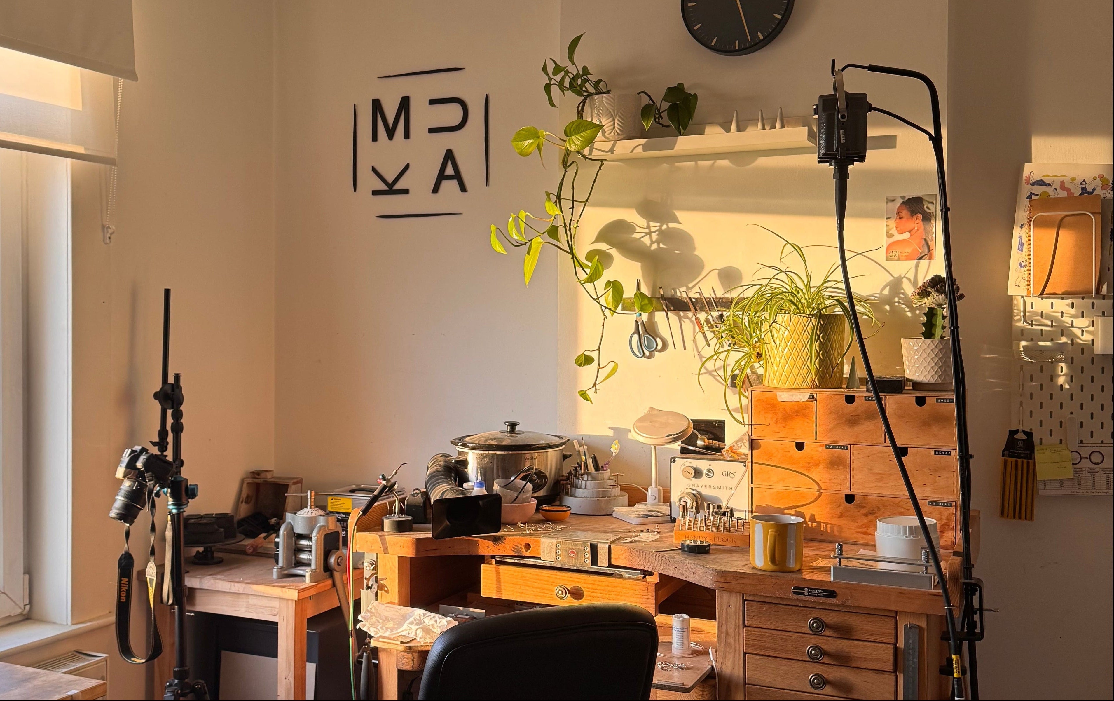 Workshop space workbench MUKA studio behind the scenes