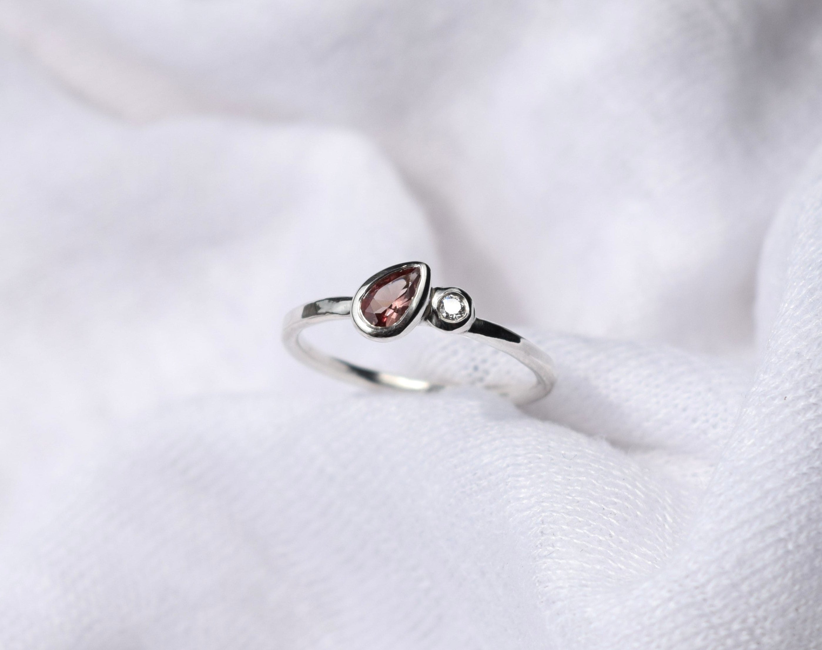 bespoke recycled silver, sapphire and diamond ring