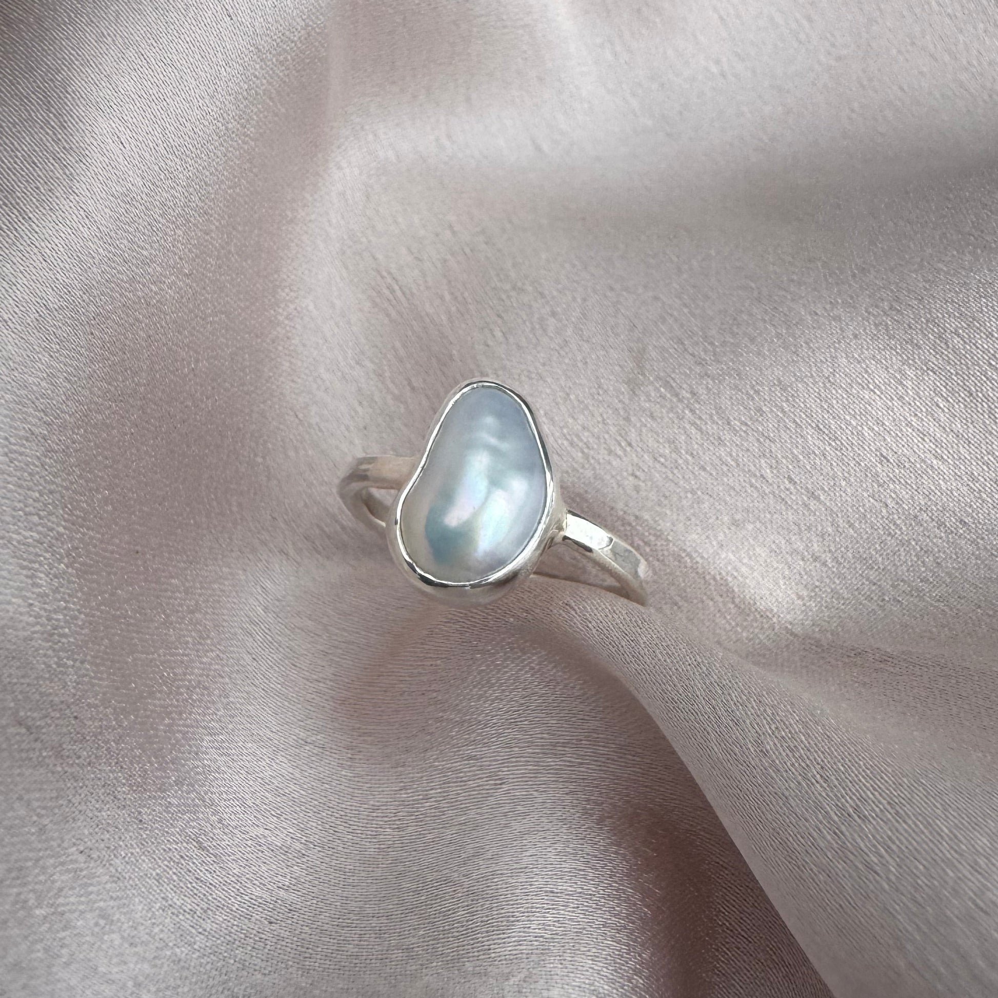 natural keshi pearl et in recycled sterling silver