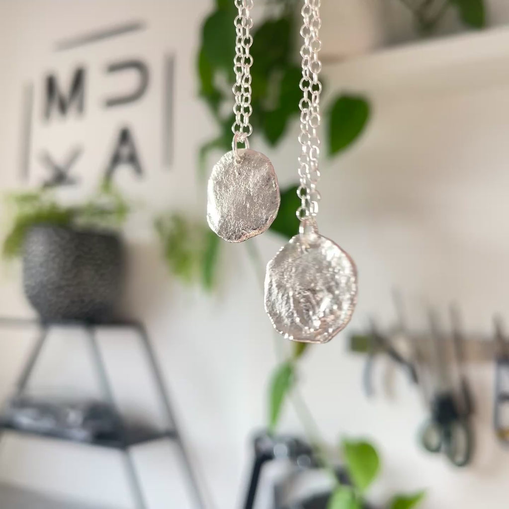 Recycled silver molten necklace unique UK
