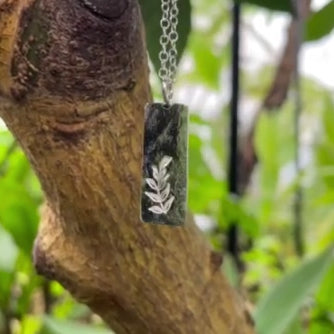 Nature inspired fern necklace sustainable handmade jewellery Scotland