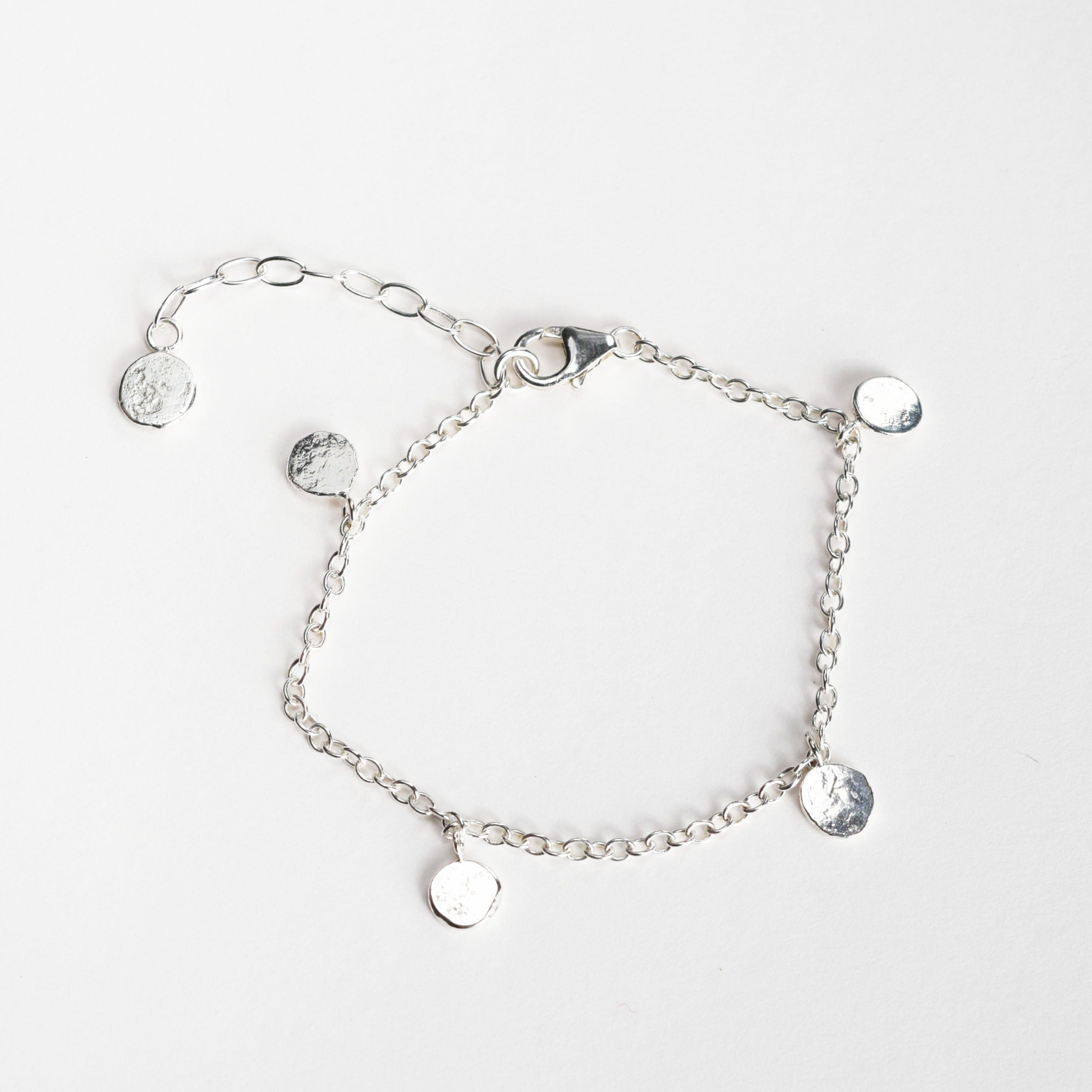 Delicate silver bracelet handmade with adjustable length