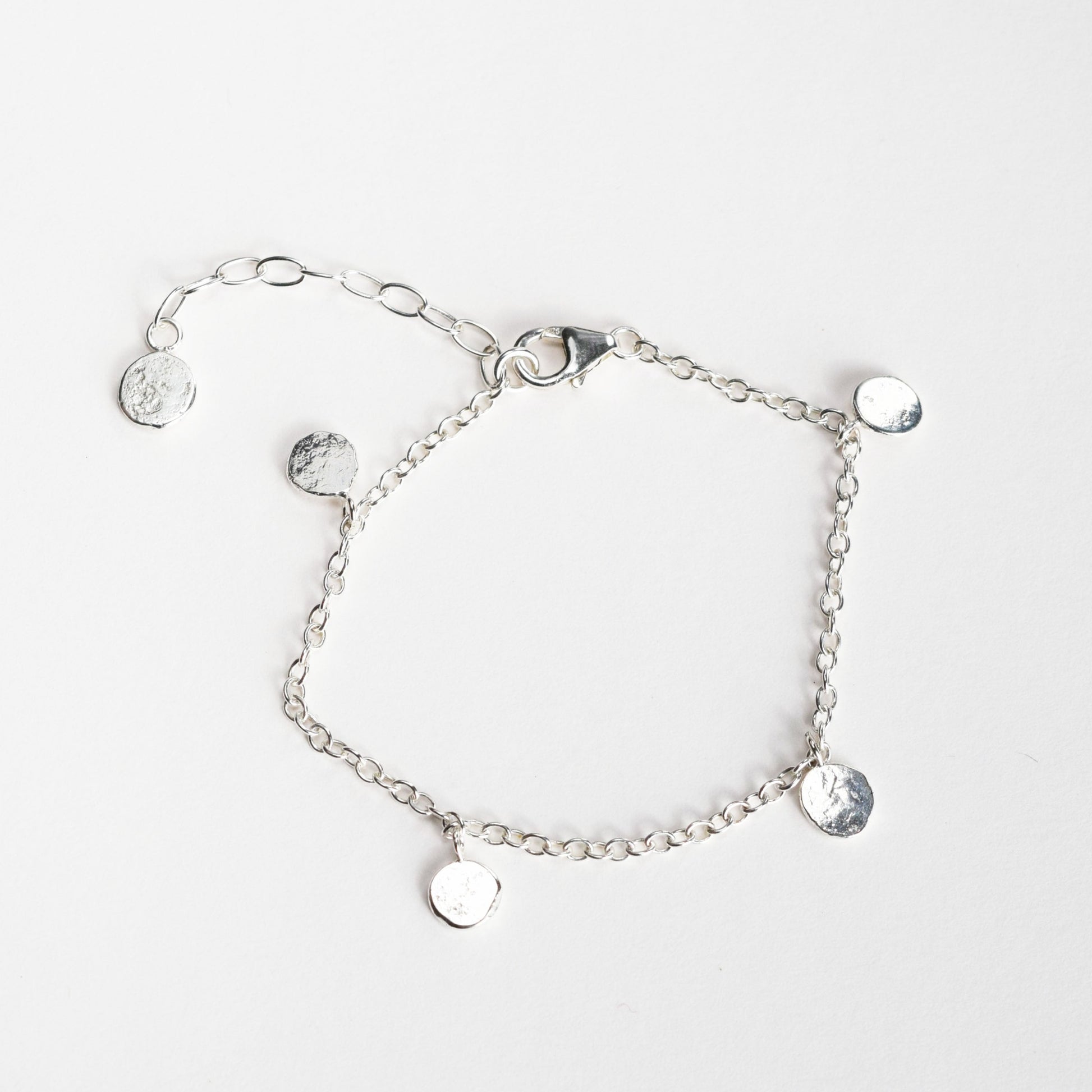 Delicate silver bracelet handmade with adjustable length