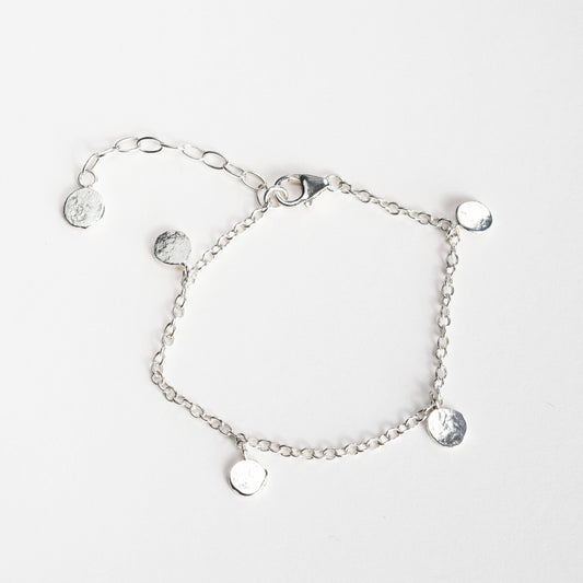 Delicate silver bracelet handmade with adjustable length