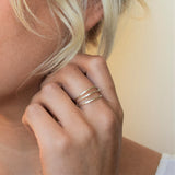 Hammered silver wave ring handmade in recycled sterling silver or solid 9ct gold, delicate wavy design for everyday wear