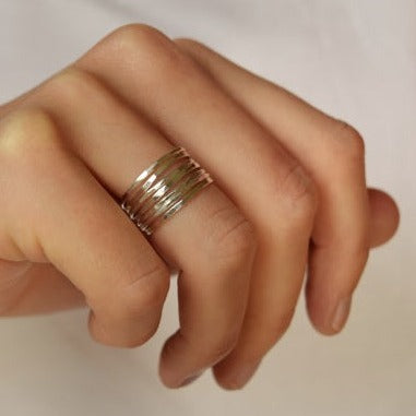 silver stacking set on ring finger