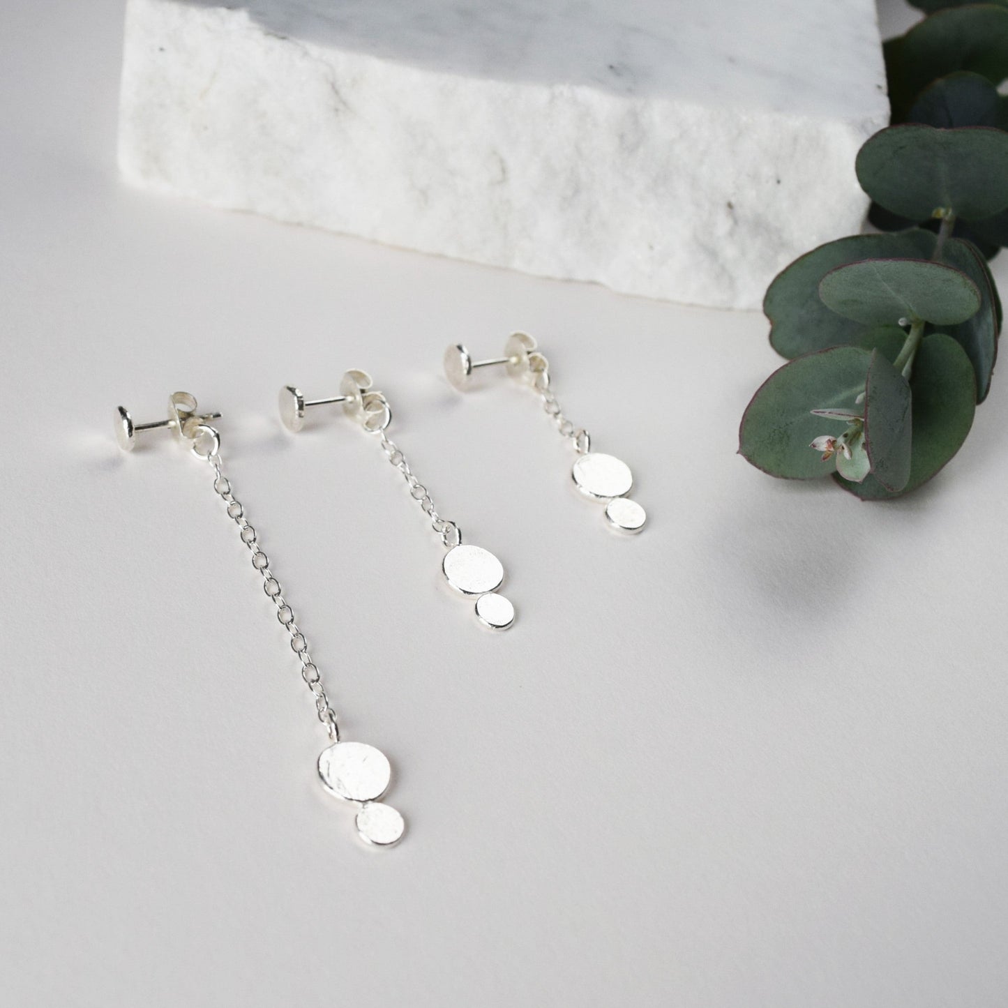 product image showing three lengths of Ella earrings side by side