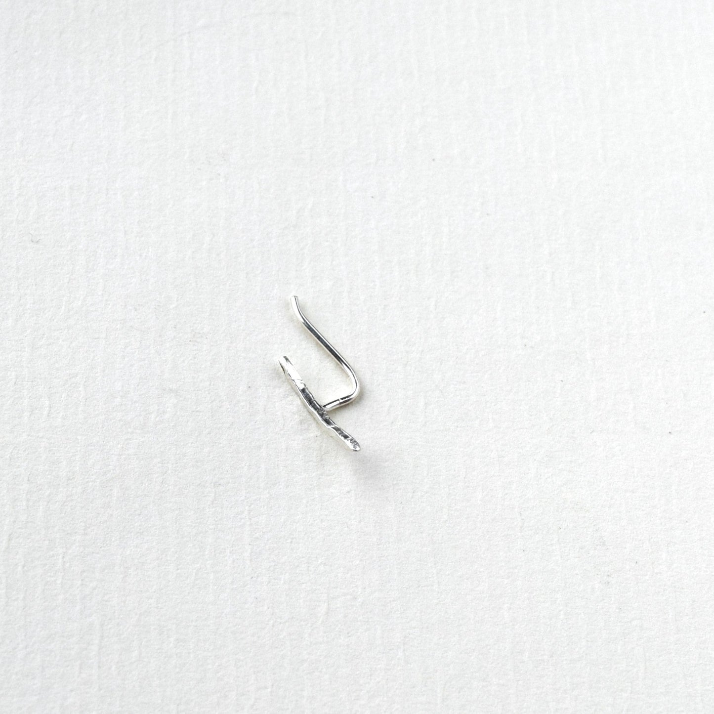MUKA studio hammered silver curved helix stud with elongated pin back