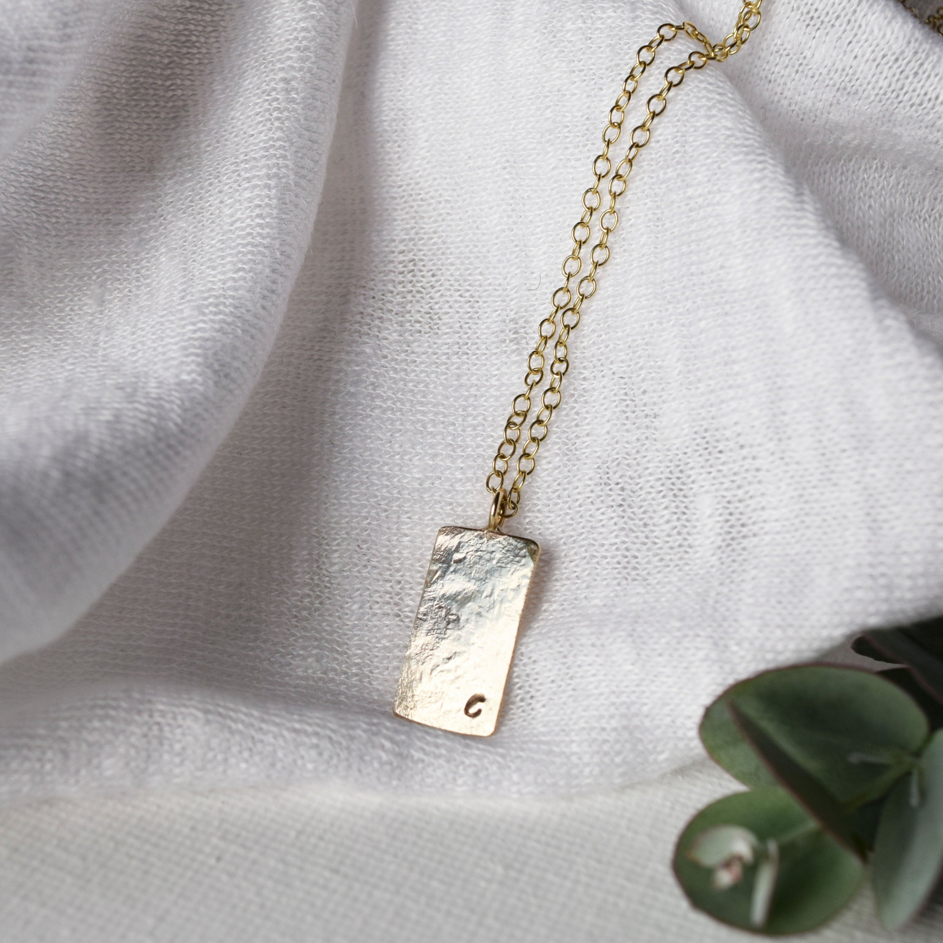 Personalised initial necklace recycled solid gold UK