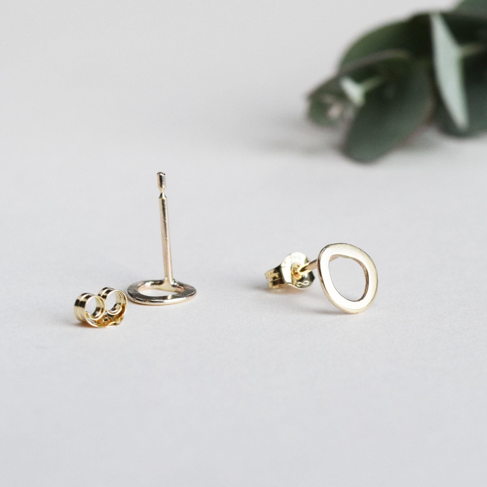Puddle shaped stud earrings recycled gold UK