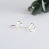 Puddle studs organically shaped stud earrings recycled silver and gold