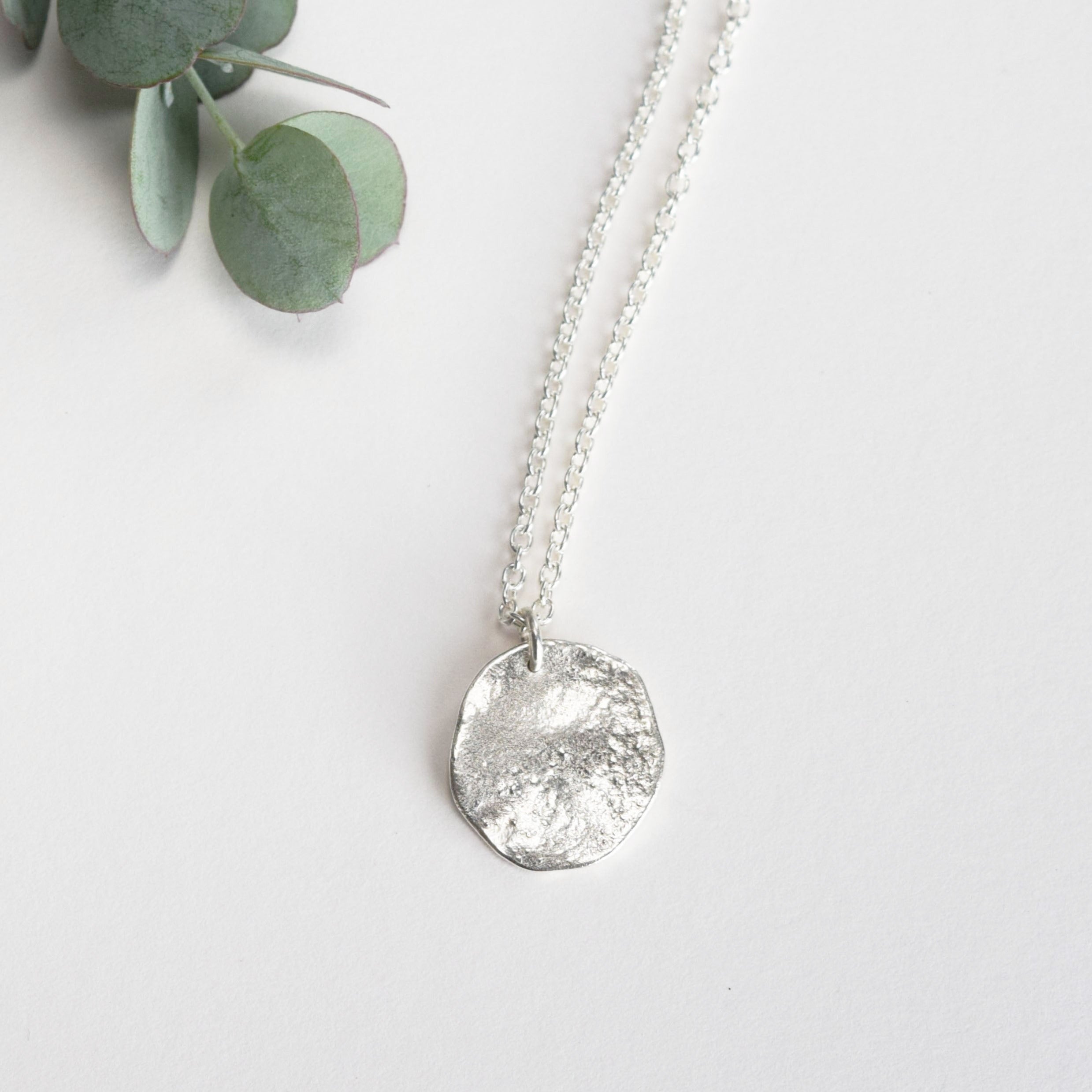Recycled silver molten necklace unique UK