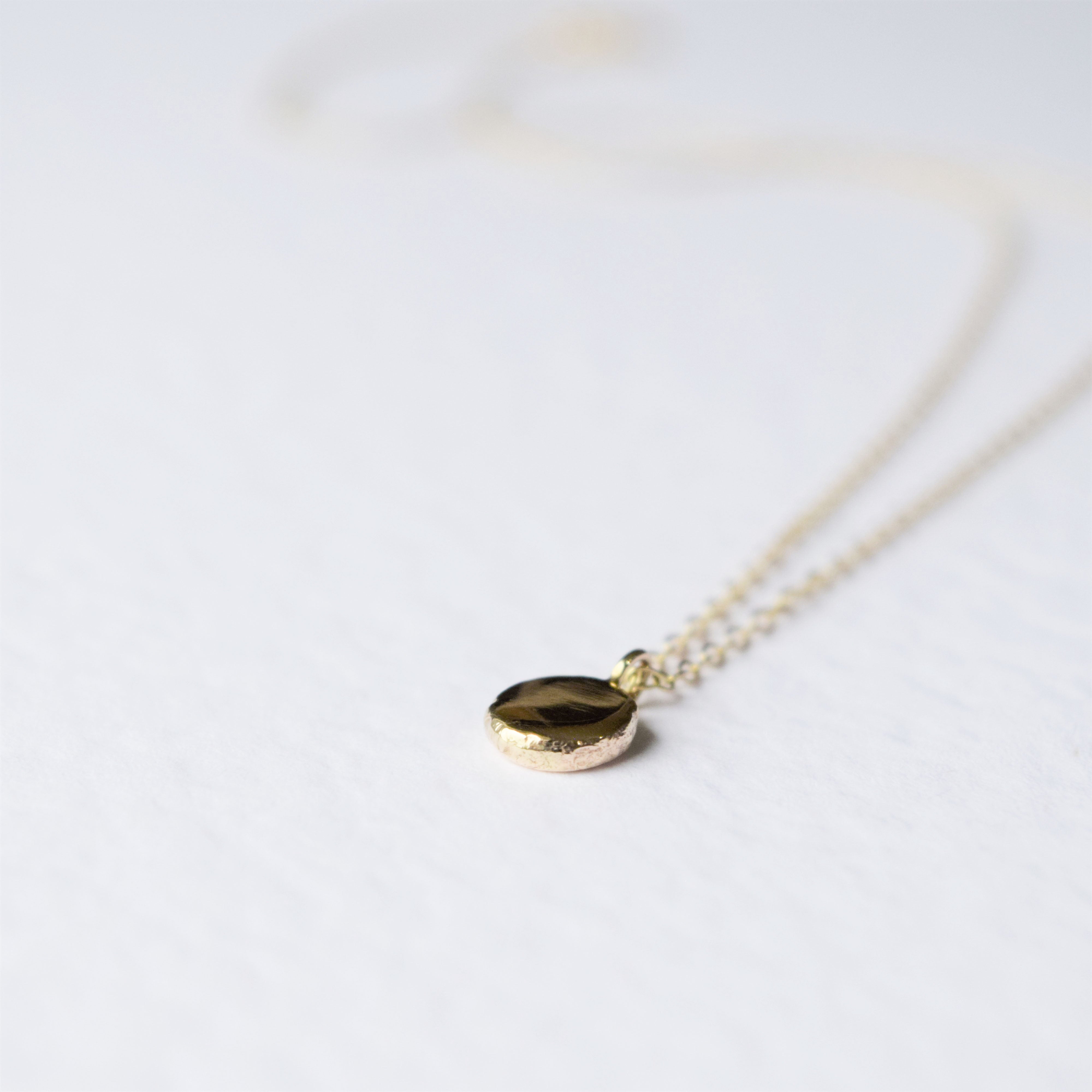Recycled solid gold dot necklace handmade uk