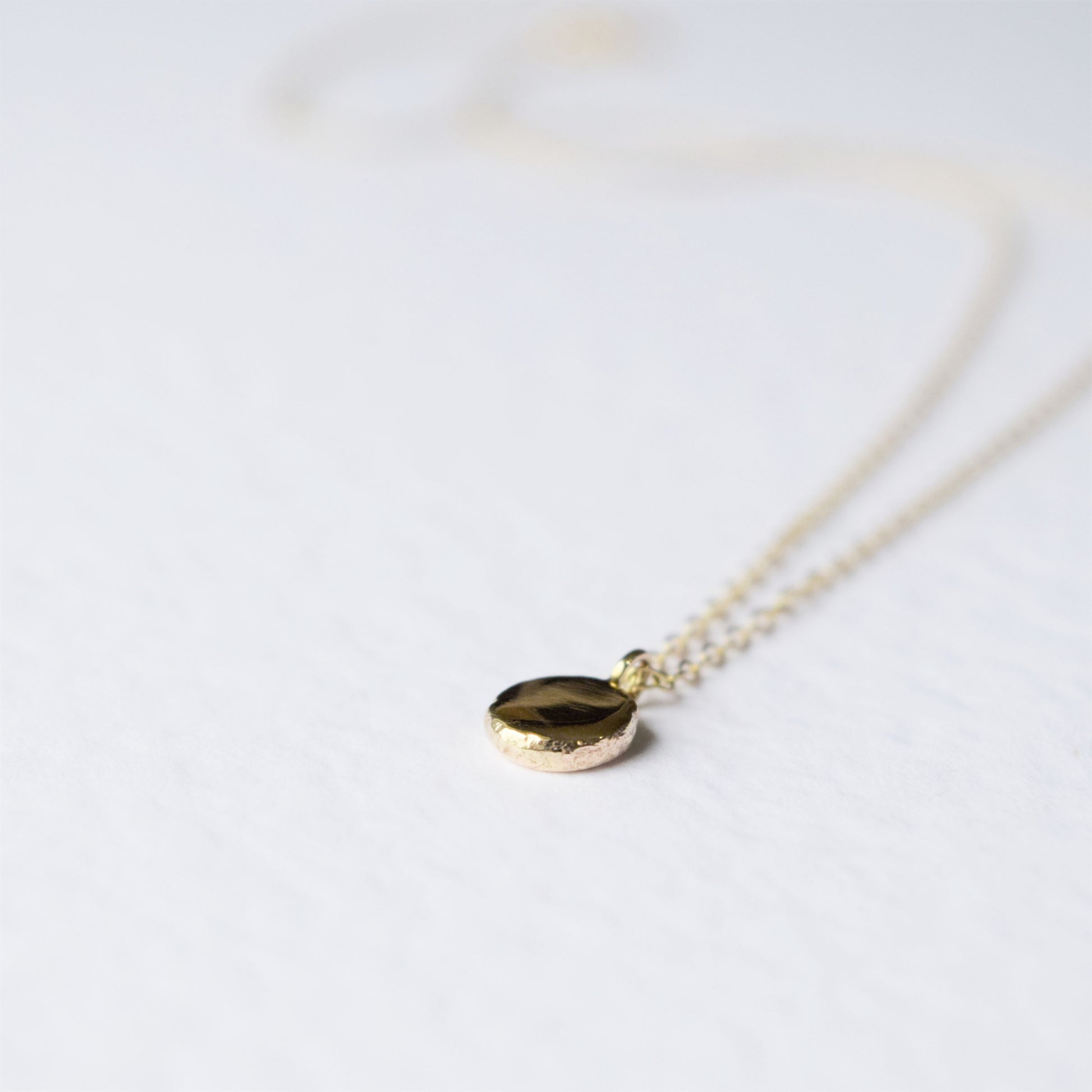 Recycled solid gold dot necklace handmade uk