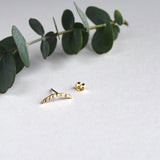 Solid gold crescent earring for helix piercing top of ear handmade in uk