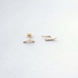 MUKA studio 9ct gold helix stud, picture show two closure options availble; butterfly back on the left and elongated pin back on the right