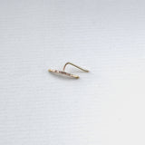 Solid gold crescent earring for helix piercing top of ear handmade in uk